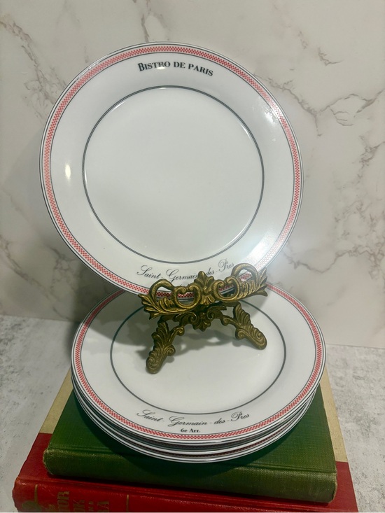 Kiss the Frog Other - Bistro de Paris- Kiss the Frog- 4 Porcelain Salad Plates